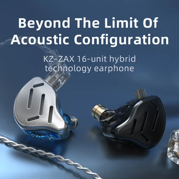 Наушники KZ-ZAX HiFi Bass Monitor 16 Единиц Спортивной Гарнитуры Гибридная технология 3,5 мм Разъем с Шумоподавлением для Музыкальных Спортивных игр