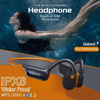 Наушники с костной проводимостью, беспроводные наушники Bluetooth 5.3 С MP3-плеером и 32G RAM, профессиональные водонепроницаемые IPX8 для плавания