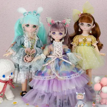 Новая Милая кукла Аниме 28 см с аксессуарами для одежды 1/6 Bjd, кукла Принцессы с мультяшным лицом, игрушка-одевалка