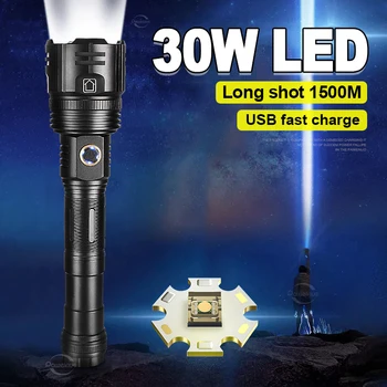 Новейшее обновление 2023 года, мощный светодиодный фонарик USB, Перезаряжаемый XHP199, тактический фонарик, Водонепроницаемый супер яркий Рыболовный фонарь