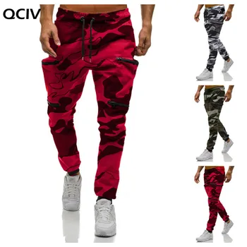 Новые красные камуфляжные брюки-карго с несколькими карманами, мужские джоггеры, Хлопковые шаровары, хип-хоп брюки, уличная одежда XXL