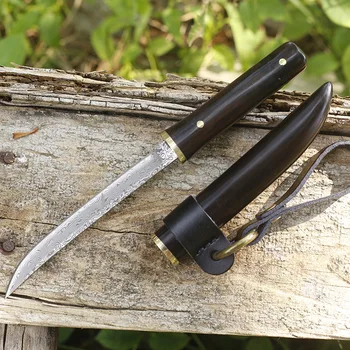 Новый Дамасский Стальной Прямой Нож Высокой Твердости, Маленький Прямой Нож Для Кемпинга, Портативный Нож Для Скалолазания, Выживания в Кемпинге