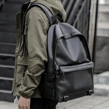 Новый Мужской кожаный рюкзак, черные школьные сумки для мальчиков-подростков, 15,6-дюймовые рюкзаки для ноутбуков Mochila Masculina Высокого качества
