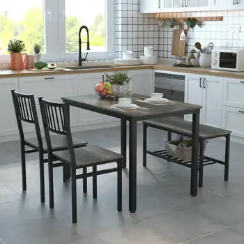 Обеденный стол с Прямоугольным кухонным столом 43 дюйма, 2 стульями и обеденным набором для домашней столовой, кладовой, кафе, столовой,