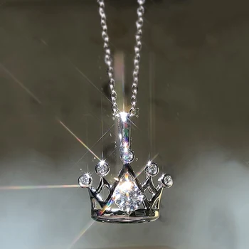 Ожерелье с короной принцессы Huitan для девочки, Инкрустированное Ослепительным кубическим Цирконием, Нежные Аксессуары для вечеринок, Модные Универсальные женские украшения