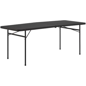 Опоры 6-футовый складной пластиковый стол, черный настольный стол, стол для кемпинга, стол для кемпинга на открытом воздухе