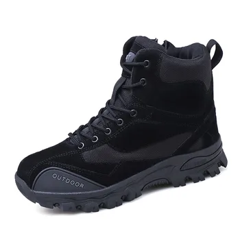 Осенне-зимние Мужские ботинки 39-47 Размера плюс, Высокие походные ботинки для Кемпинга, Альпинизма, нескользящие дышащие тактические ботинки