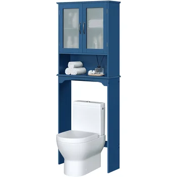Отдельно стоящее хранилище MART над унитазом для ванной комнаты, темно-синий