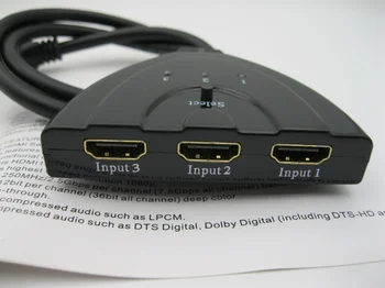 Переключатель HDMI 3x1 -3 входа 1 выход -дизайн с косичкой