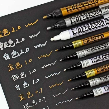 Перманентные металлические маркеры Белого, Серебристого,золотого цвета, ручка-маркер для бумаги, стекла, ткани, CD-шин, самодельная маркировка, японские Канцелярские принадлежности