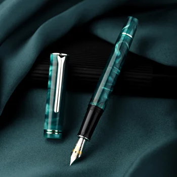 Перьевая ручка Hongdian N2 EF/F/M, синяя вихревая гладкая ручка для письма с преобразователем чернил