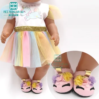 Подходит для игрушки 43-45 см, новорожденного ребенка, 18-дюймовой американской куклы, подарка для девочек с героями мультфильмов, костюмов, кожаной обуви