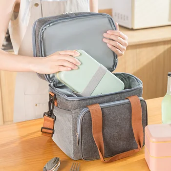 Портативная сумка-мессенджер, двухслойная сумка для пикника, Утолщенная сумка для ланча из алюминиевой фольги для хранения продуктов для пикника