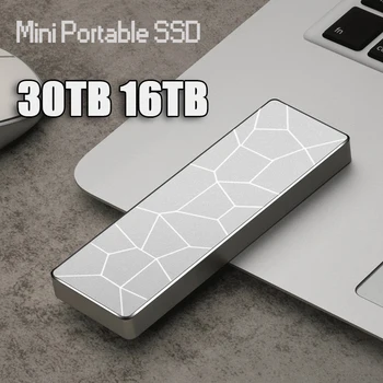 Портативный SSD 8 ТБ 16 ТБ 30 ТБ Внешний твердотельный накопитель Высокоскоростные Жесткие диски M.2 Интерфейс Порта USB 3.1 Type C Диск массового хранения