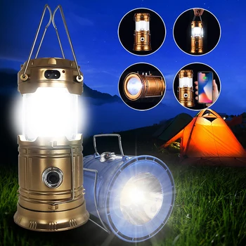 Походная лампа, USB Перезаряжаемая Походная лампа, Уличная палатка, Фонарь, Солнечная Энергия, Складная лампа, фонарик, Аварийный фонарь