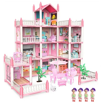 Принцесса Большая Вилла Кукольный домик своими руками, Кукольный дом, замок, кукольный домик своими руками, собранный набор, игрушки для ролевых игр, подарки на День рождения