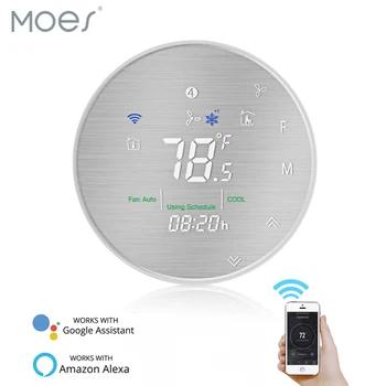 Программируемый термостат MOES Smart WiFi, металлическая матовая панель, пульт дистанционного управления Smart Life/ Tuya APP, работает с Alexa Google Home