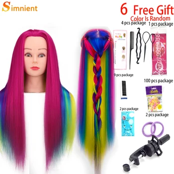 Простые 70 см Разноцветные синтетические волосы для кукол, Голова-манекен для причесок, Парикмахерское Плетение, Обучающая кукла-манекен