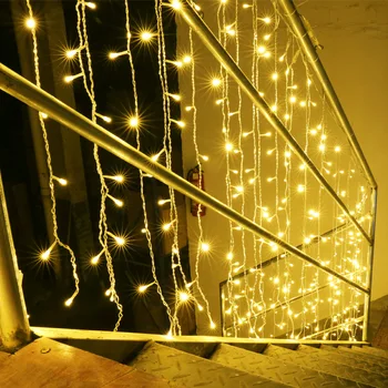 Рождественская Гирлянда EU Plug LED Занавес Сосулька Струнное Освещение Droop 0,4-0,6 м Наружное Садовое Уличное Декоративное Праздничное освещение