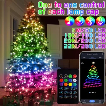 Рождественская Елка RGB Огни Умное управление Bluetooth USB светодиодная Гирлянда Наружное приложение Дистанционное Управление Гирлянда Сказочные огни Украшение