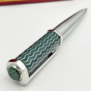 Роскошная Шариковая ручка С восьмиугольным зеленым волновым рисунком Высокого качества в подарочной красной коробке