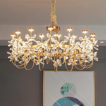Роскошная хрустальная светодиодная люстра в стиле постмодерн, Креативное Домашнее Романтическое освещение, Подвесные светильники для столовой, гостиной, спальни в стиле Деко