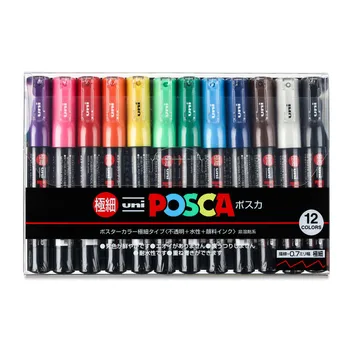 Ручка-маркер для рисования Uni Posca, средняя точка (PC-1M/ PC-3M/PC-5M), 15 цветов, Краска для ткани, Маркеры для ткани, Ручка для рисования, Художественные маркеры