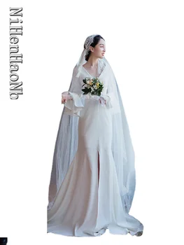 Свадебное платье в Корейском стиле, Свадебные платья, Vestido De Noiva, Свадебное платье с V-образным вырезом, Платье-Русалка