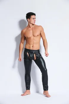 Сексуальные мужские Черные брюки из искусственной кожи, Новинка, обтягивающие колготки, Леггинсы, мужские облегающие брюки, экзотические брюки