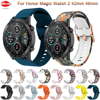 Силиконовый ремешок для Honor Magic Watch 2 42 мм 46 мм Ремешок Для Часов Браслет Спортивные Смарт-часы Сменный Ремешок Для Huawei GT GT2 Correa