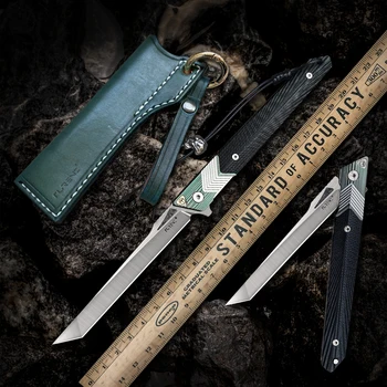 Складной Карманный нож TURENZ-M390 из стали с Ножнами для Ремня, Рукоятка из Титанового сплава, Ножи-Флипперы Tanto Knives EDC, Походный Нож