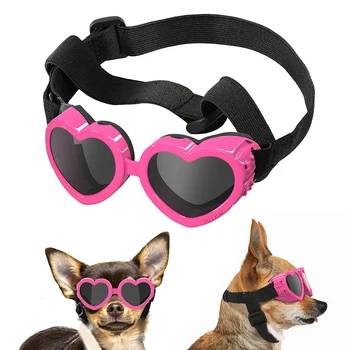 Складные солнцезащитные очки в форме сердца для домашних животных, Регулируемая Ветрозащитная Защита Глаз, Солнцезащитные Очки, Аксессуары для кошек, собак, путешествий на открытом воздухе