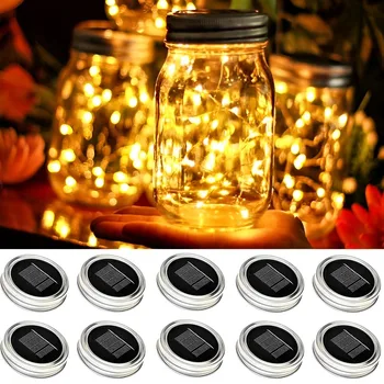 Солнечная Энергия Mason Jar Lid Lights 2 М 20 светодиодов Fairy Firefly Jar Lids Лампа для Праздничной Вечеринки Рождество Патио Газон Украшение Сада