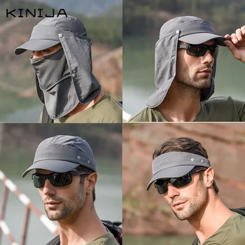 Солнцезащитная кепка для защиты шеи на открытом воздухе, Быстросохнущая шляпа-козырек для Рыбалки, Велоспорта, Скалолазания, Мужская съемная защитная маска для лица, шляпа для Сафари, женская