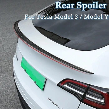 Спойлер Для Tesla Mode 3 Модель Y 2017-2022 2023 Карбоновый Цвет Глянцевый Черный Модификация Автомобиля Спойлер на Крыло Багажника Отправка с Ups Fedex