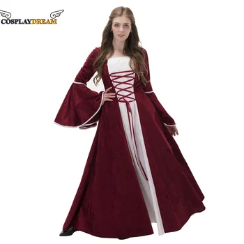 Средневековое Викторианское Королевское Красное платье Принцессы в стиле Ретро, Великолепное Длинное платье в стиле тюдор барокко, Ретро-Византийская мантия ведьмы