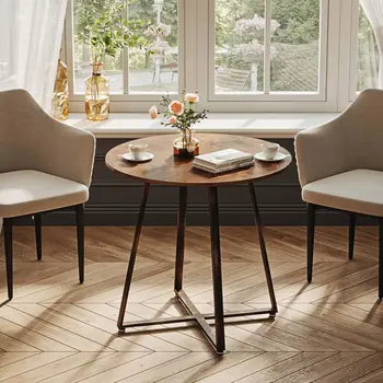 Стол Круглый стол в деревенском стиле с металлическими ножками для кухни, гостиной, Журнальный столик, журнальный столик для кафе/бара