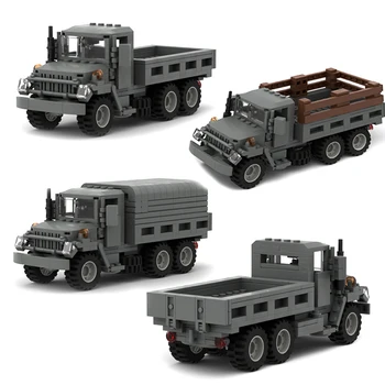 Строительные блоки военного грузовика Второй мировой войны, Модель транспортного средства США M35, украшение, кирпич MOC, Обучающая игрушка, подарок на День рождения мальчика