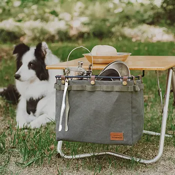 Сумка для хранения в кемпинге, настольная Брезентовая сумка с крючком для пикника на открытом воздухе, Настольная Складная сумка для организации пикника, сумка-органайзер для пикника
