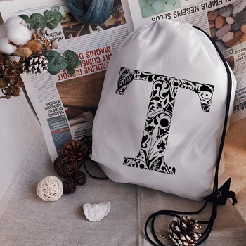Сумки на шнурке, черная женская сумка для йоги с графическим принтом алфавита, мужские спортивные сумки, сумки для рисования, белая баскетбольная сумка на заказ