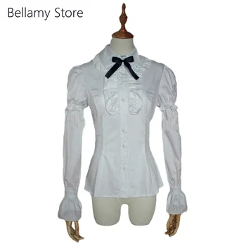 Сшитая специально для вас классическая белая блузка в стиле Лолиты со съемным рукавом