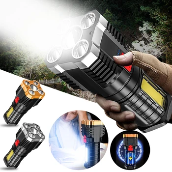 Тактический фонарик 4 Core P70 LED Водонепроницаемый фонарик Масштабируемый Мощный фонарь Супер яркий USB Аккумуляторный 18650 Наружный светильник