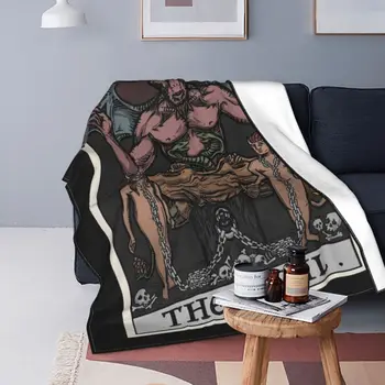 Таро, Хэллоуин, Готическое Одеяло с рисунком Сатанинской Ведьмы, Фланелевое Всесезонное одеяло с изображением зверя, Легкое Одеяло для домашнего дивана-кровати