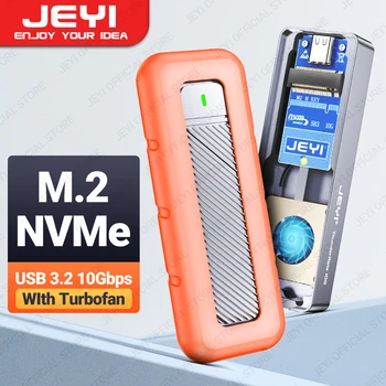 Твердотельный накопитель JEYI M.2 NVMe SSD с турбовентилятором, USB C 3.2 Gen 2 10 Гбит /с, Внешний твердотельный накопитель NVME с силиконовым защитным чехлом