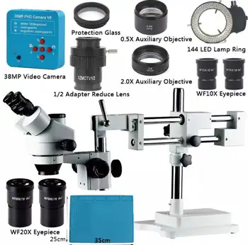 Тринокулярный микроскоп с камерой + Универсальный кронштейн для электронного устройства для ремонта печатных плат мобильного телефона
