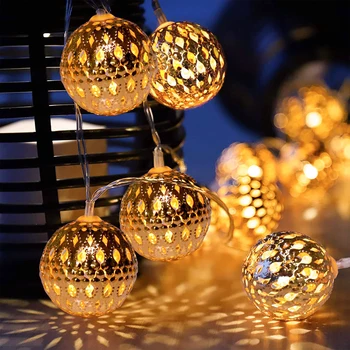Уличный Марокканский светильник-гирлянда 10/20LED, садовый подвесной светильник с глобусом, Декоративный светильник для вечеринки, Свадьбы, Рождественского декора, праздничного освещения