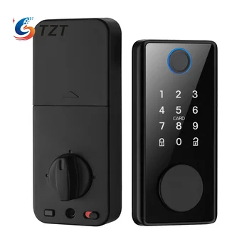 Умный дверной замок TZT Deadbolt Smart Lock Поддерживает отпечаток пальца + Пароль + IC-карту + Ключ/Приложение Tuya / Шлюз для разблокировки