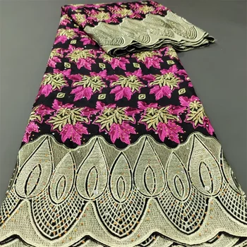 Французская кружевная ткань С камнями, Кружевной материал 5 ярдов, Высококачественная Африканская Нигерийская кружевная ткань для женщин