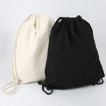 Холщовая сумка, модная сумка на шнурке, женская Эко-сумка для покупок многоразового использования, портативный модный простой рюкзак, Хлопковая сумка-тоут