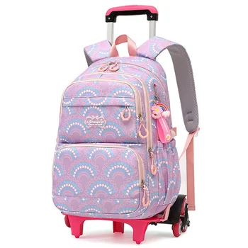 Школьные сумки на колесиках для девочек, рюкзак, детские Mochilas Para udiantes с колесиками для средней школы, багажная тележка, рюкзак
